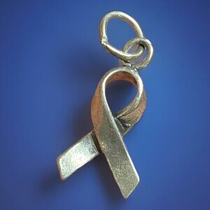 925 Sterling Silver Cancer Awareness Ribbon Charm Signed SJC